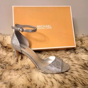Silver glitter evening sandal